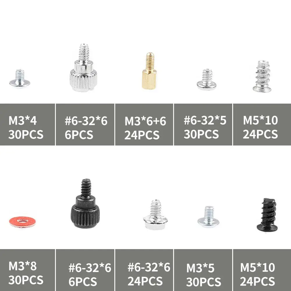 228Pcs Personal Computer Screws Kit for DIY & Repair PC Motherboard Standoffs