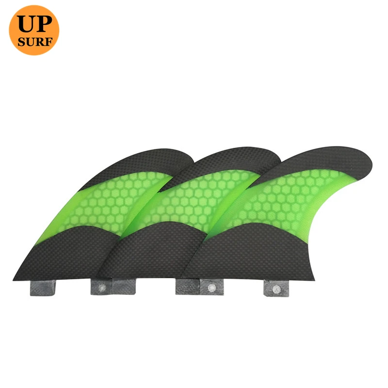 Size M UPSURF FCS Surfboard Fins 3pcs per set Green Color Surf Fin Carbon Fiber Fins Sup Accessories