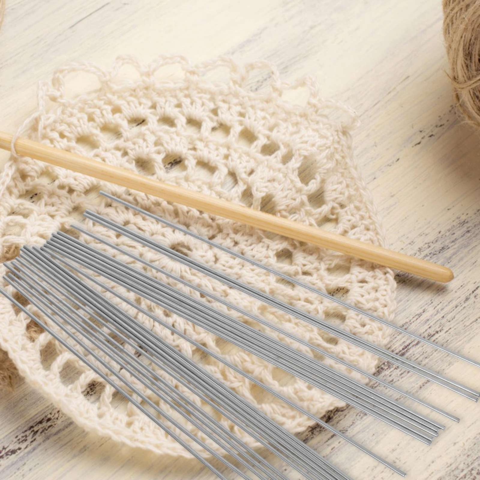 

20pcs Stainless Rod Pins 2*200mm Crocheting Mats Blocking Board Kits Crochet Supplies Metal Pegs Knitting Tools