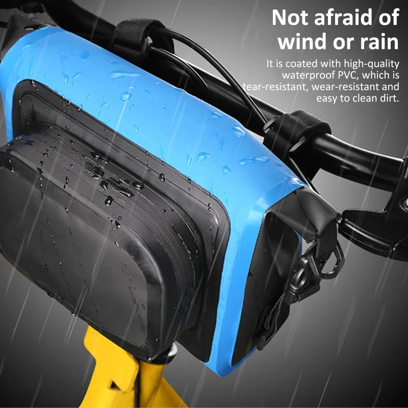 Multifunctional Bike Front Bag Waterproof Cycling Head Bag PVC Fabric Phone Storage Bicycle Handlebar Bag Cycling Assessoires