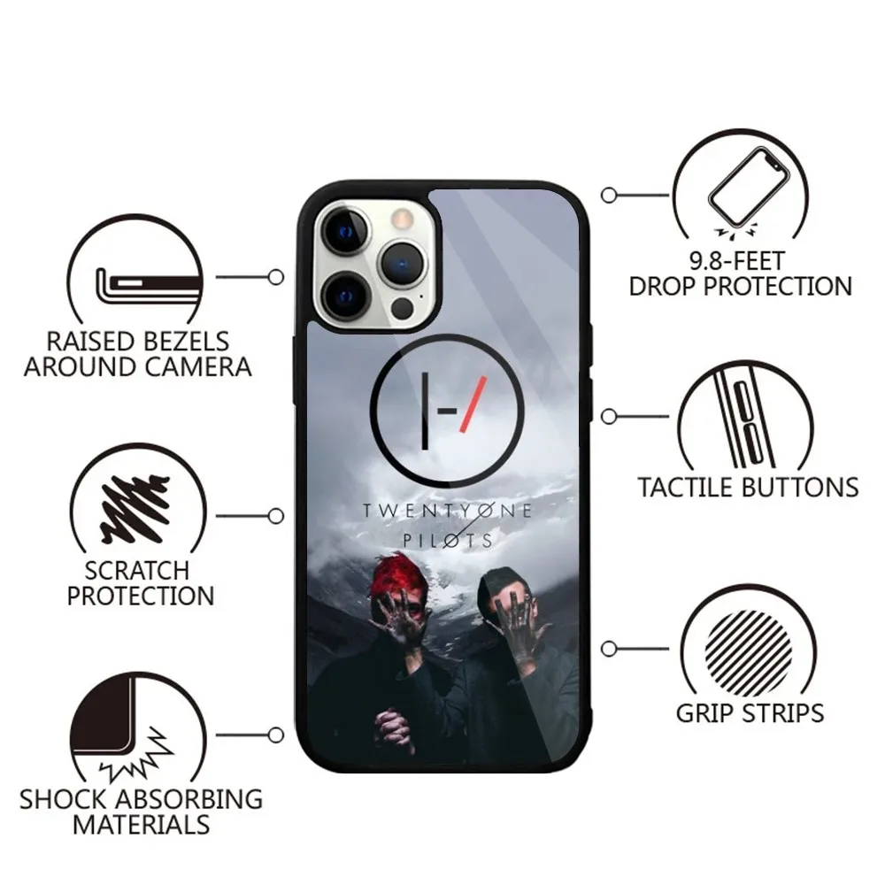 Funda de teléfono t-twenty o-one Pilots para iPhone 16,15,14,13,12,11,Plus,Pro,Max,Mini Magsafe, carga inalámbrica magnética