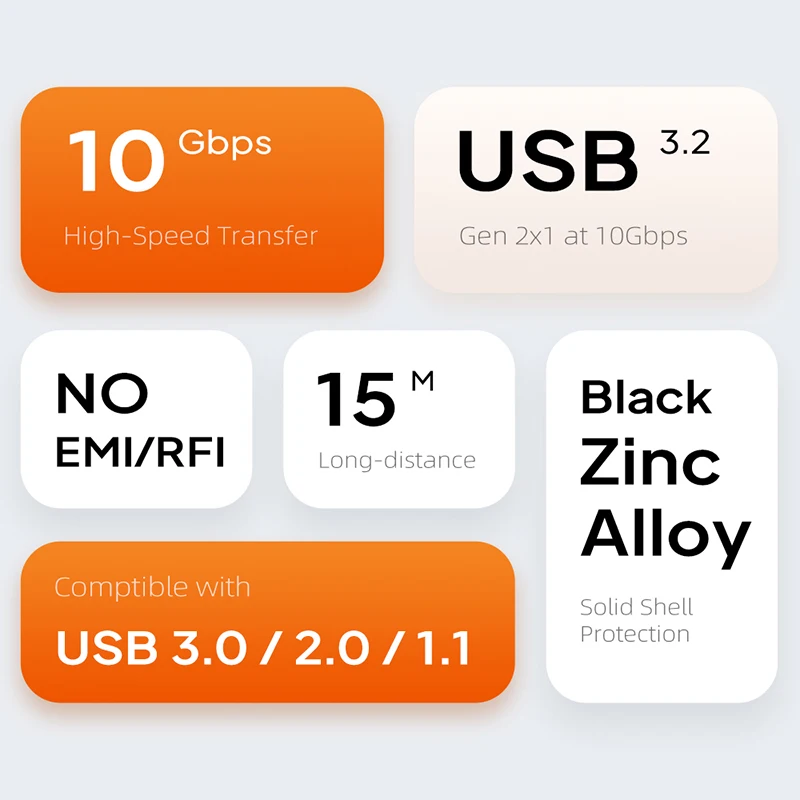 CABLETIME 10Gbps USB C AOC Cable Long Zinc Alloy 5M/10M/15M USB 3.2 Fiber Optical Data Cable for Gaming Meetings VR Camera