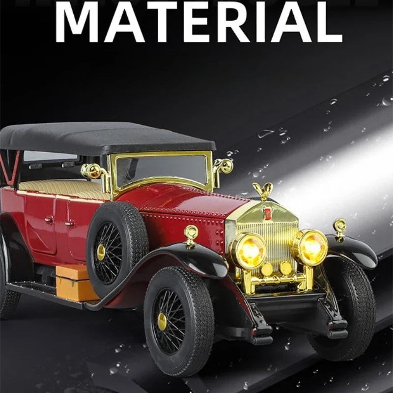 Simulación de coche Vintage, modelo de coche de aleación, colección de juguetes, adornos, luz de sonido, regalo para niño, luz de sonido en miniatura