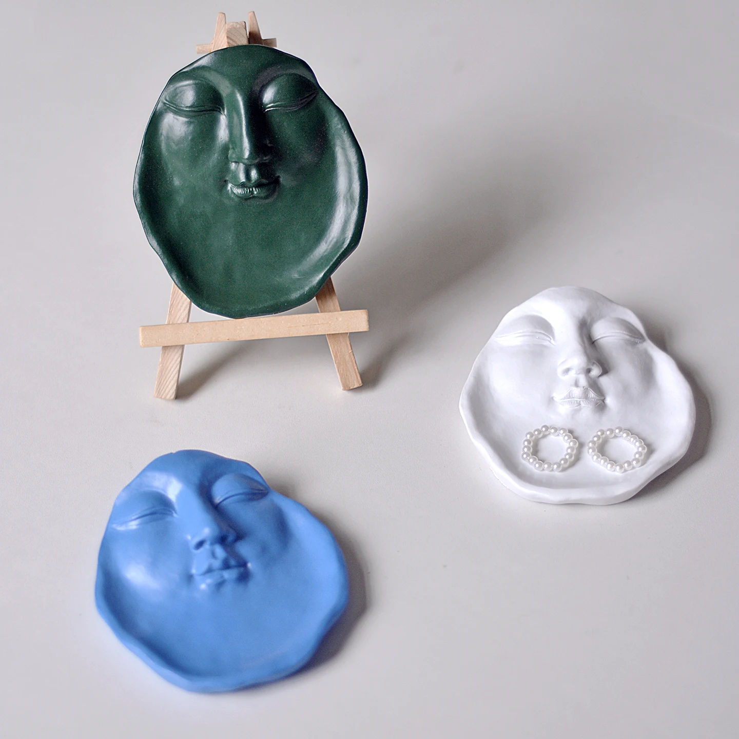Modern Face Shape Silicone Mold for Cement Jewelry Dishes - DIY Trinket Tray & Candle Holder Craft, Instagram Home Decor