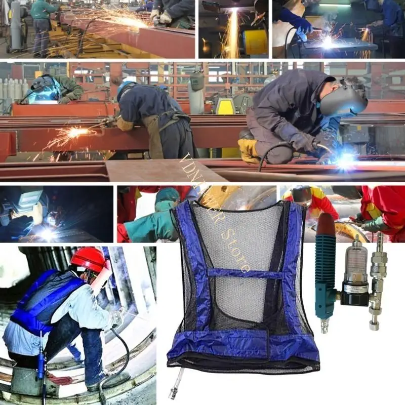 Chaleco helado chaqueta fría ajustable soldadura aire acero chaleco enfriamiento comprimido D08E