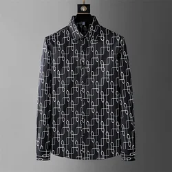 Autumn Winter Fashion Printed Men's Shirt Long Sleeve Casual Shirts High Quality Loose Social Street Wear Men's Clothing M-4XL