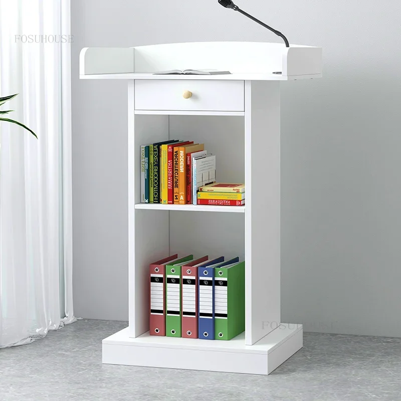 Simple Hotel Office Reception Desks Meeting Room Podium Stand Exhibition Hall Emcee's Desk Modern Church Lectern Storage Cabinet