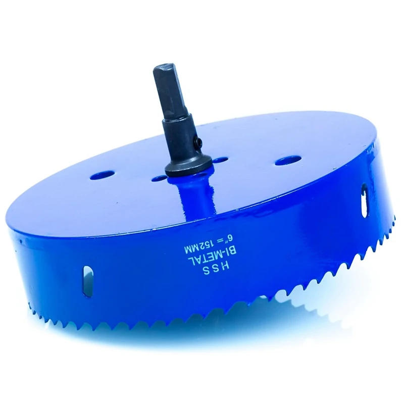 6 Inch 152 Mm Hole Saw Blade For Cornhole Boards/Corn Hole Drilling Cutter & Hex Shank Drill Bit Adapter (Blue)