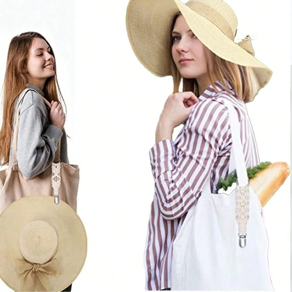 Fashion Woven Hat Clip, Bag Accessory Hat Fixing Clip, Travel Hat Clip, Multifunctional Luggage Clip, Bag Decoration, Hat Hanger