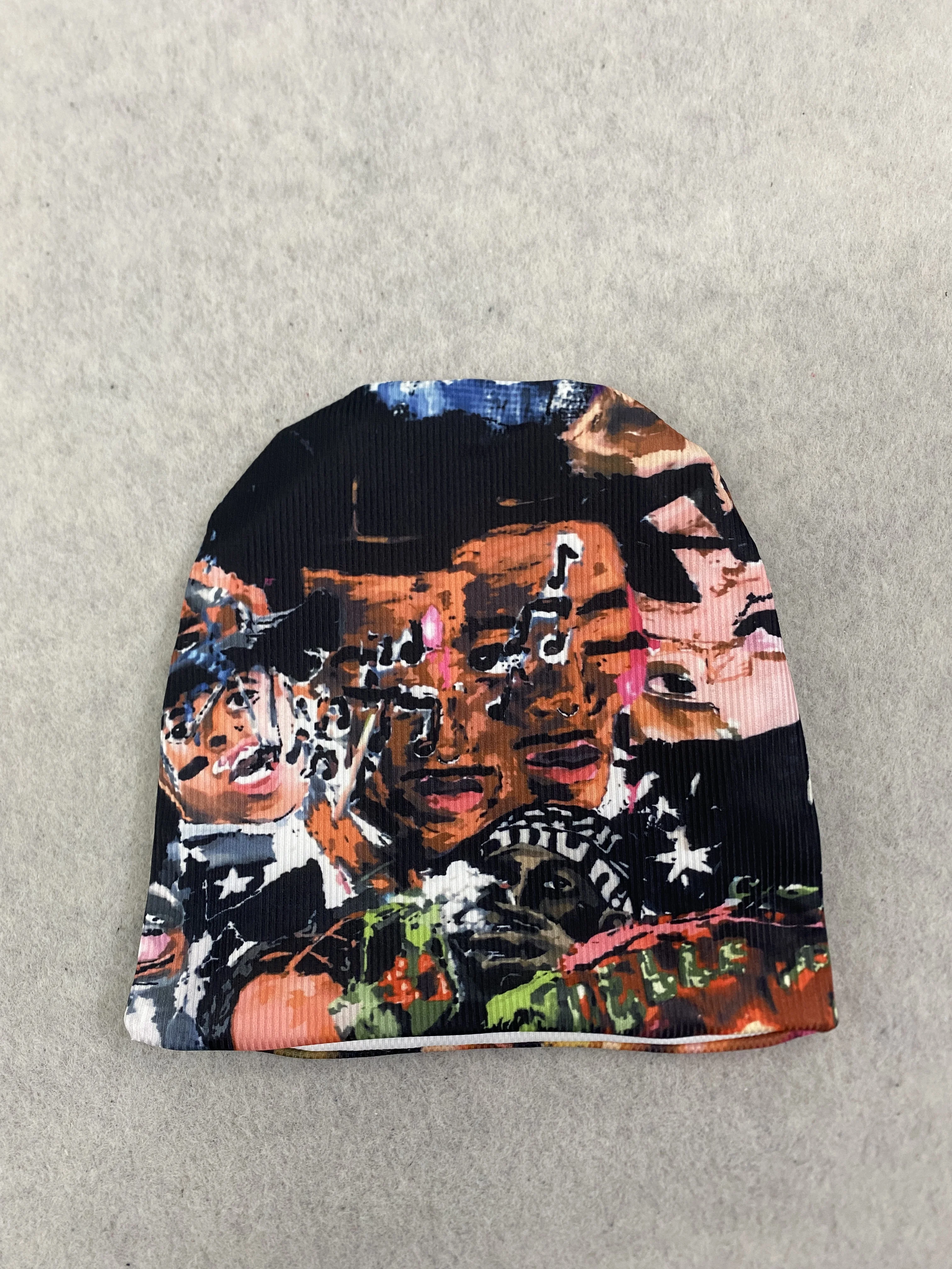 Unisex Abstract Figure Print Beanie Hat Hip Hop Slouchy Skull Cap Casual Fashion Headwear for Men Women Daily Outdoor Party