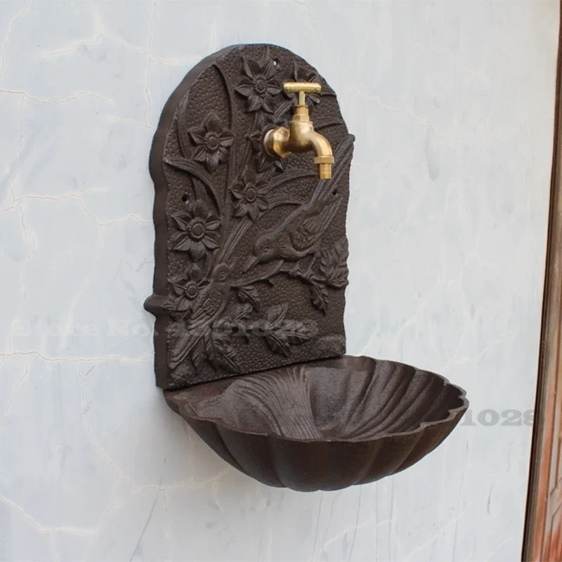 Imagem -04 - Parede de Ferro Fundido Rústico Lavatório Varanda Quintal Retrô Decoração de Parede Artesanato Decoração de Casa