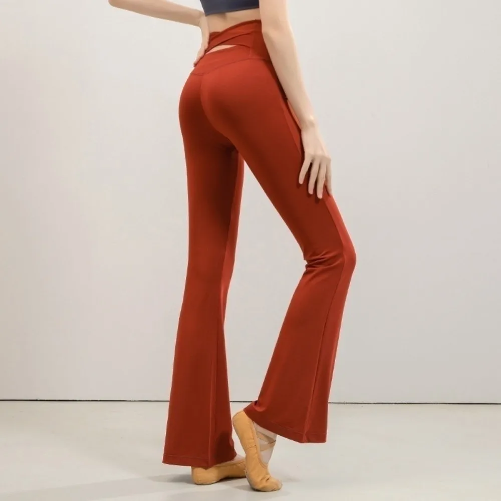 

Gym With Velvet Yoga Pants Micro Flared High Waist Fitness Pants Crisscross Straps Breathable High Elastic Pants Running