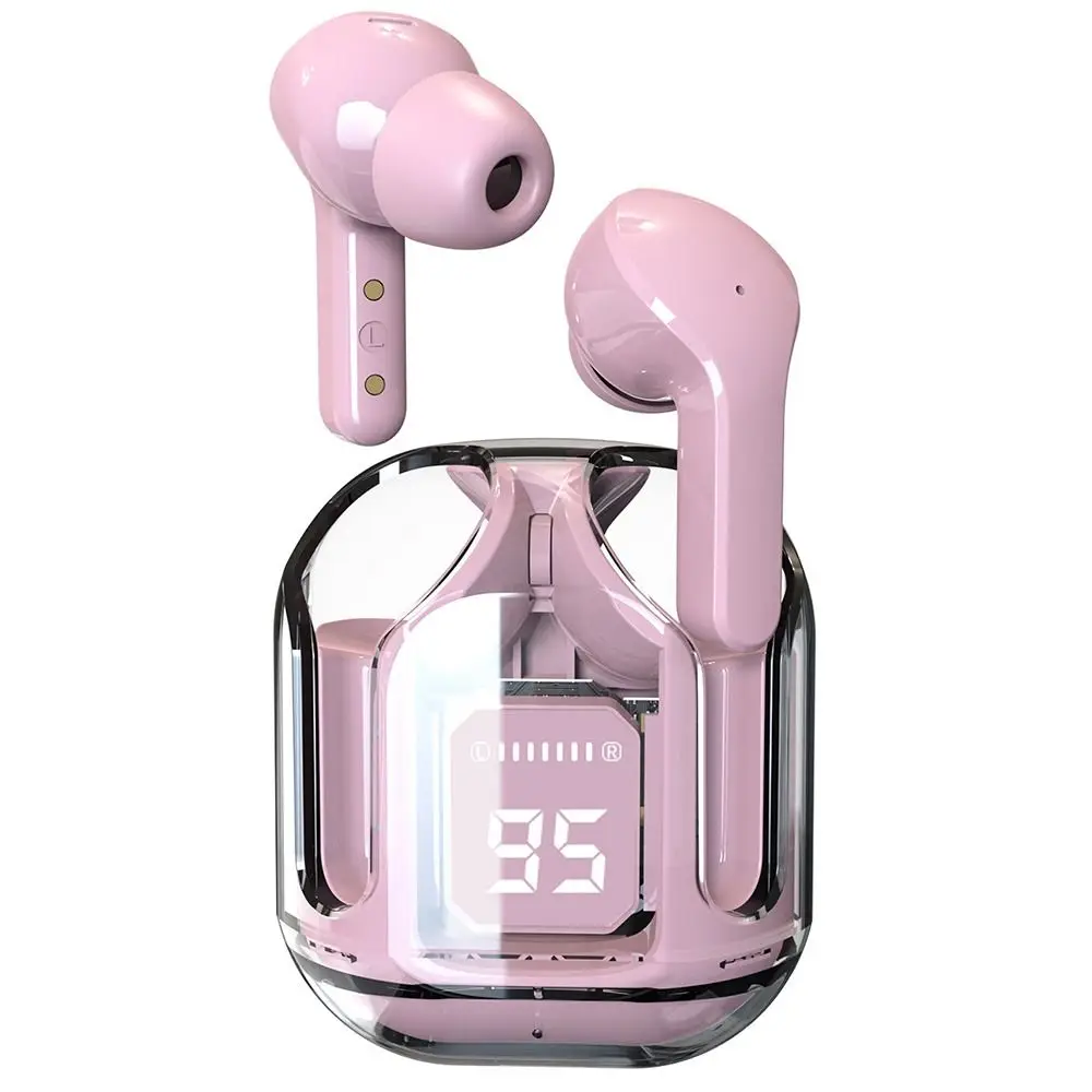 

Transparent Wireless Earbuds with Charging Case LED Display in Ear Headphones Waterproof Touch Control Cordless Earbud Working