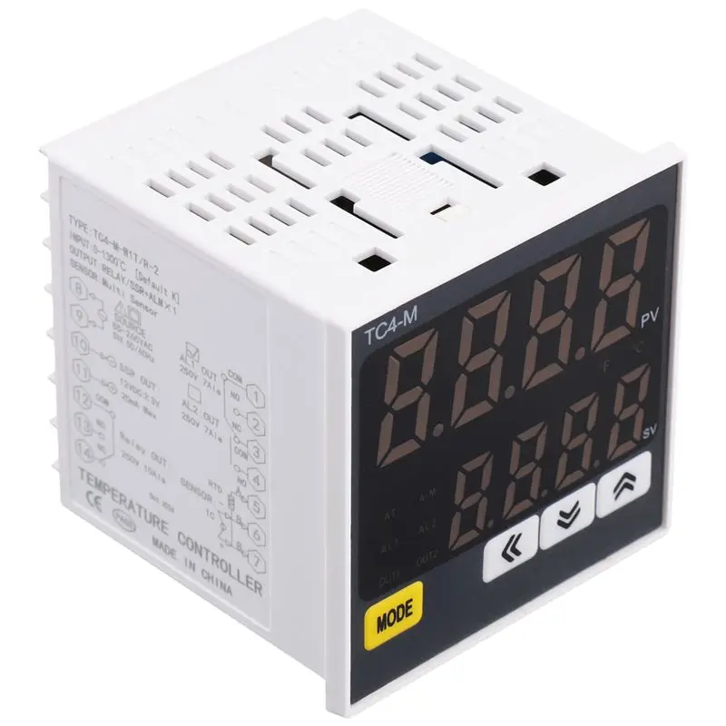 AT05-Thermostat Digital Temperature Controller AC85-265V AC PT100 K J Input TC4M PID Temp Control Thermoregulator 1300℃