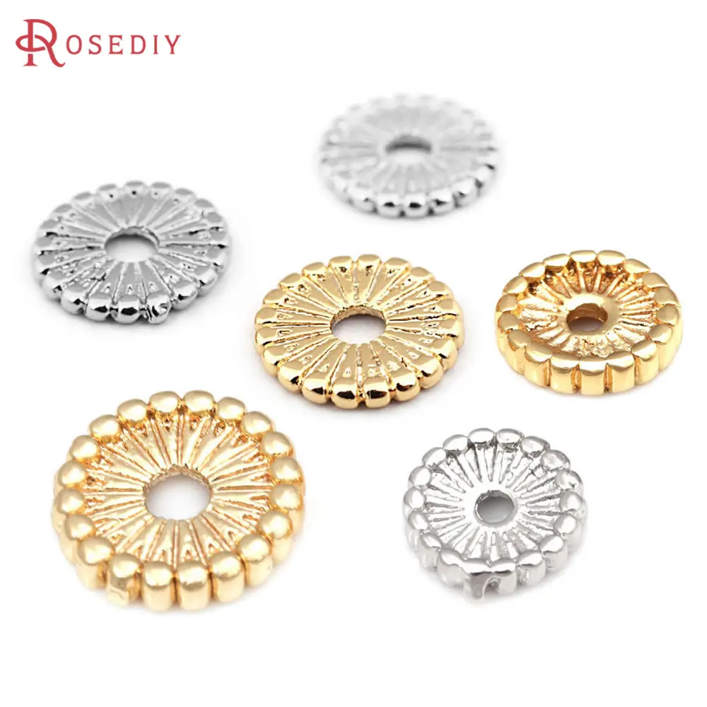 20PCS 7MM 9.5MM 13MM 18K Gold Color Brass Spacer Beads High Quality Diy Jewelry Making Necklace Earrings Accessories for Women