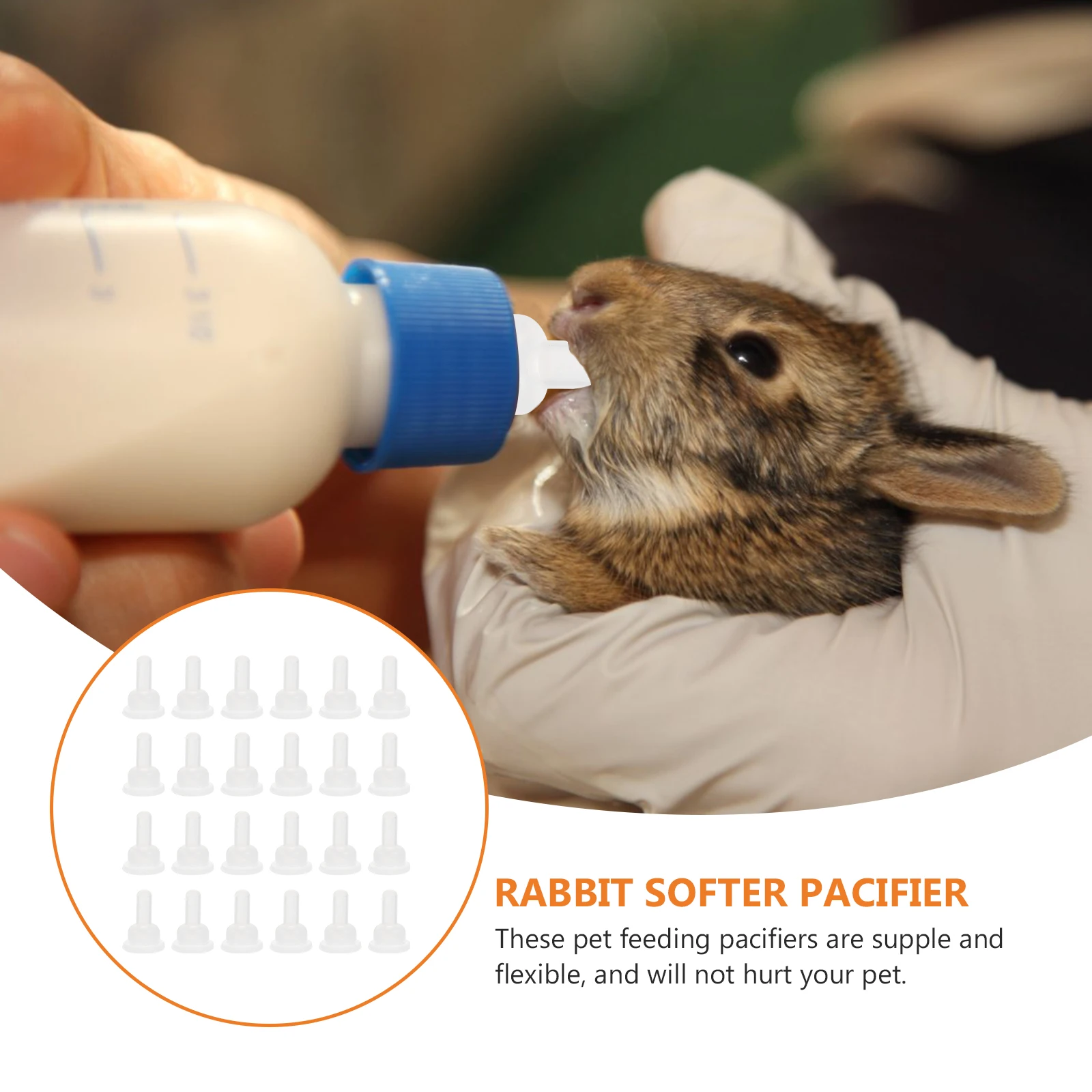 

40Pcs Pet Rubber Nurser Pacifiers Silicone Replacement Feeding Nipples Safe Flexible Teats for Rabbit Chinchilla Newborn Small