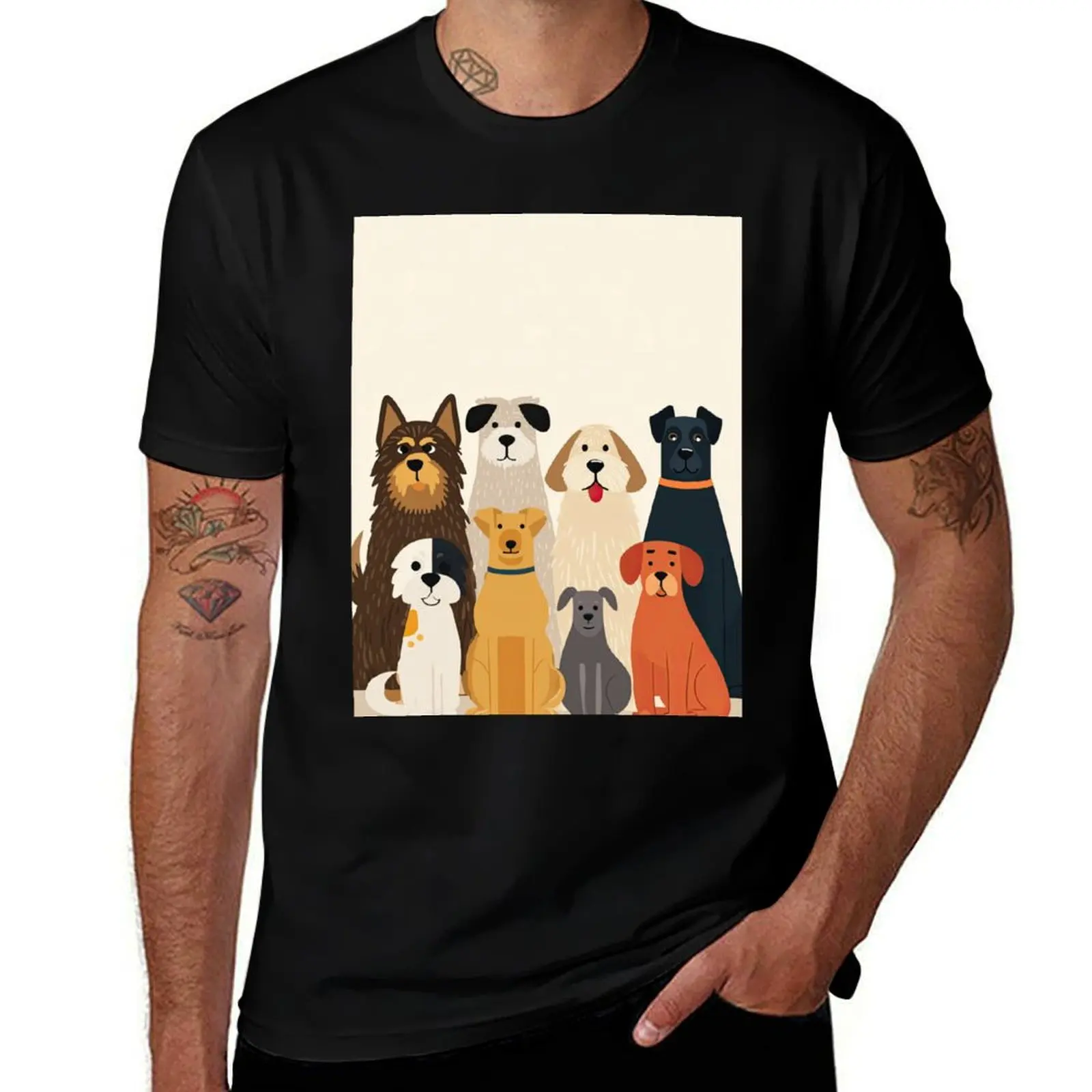 

Graphic Outline Of Various Dogs Sitting Still T-Shirt blanks oversize t-shirts man Blouse mens graphic t-shirts funny