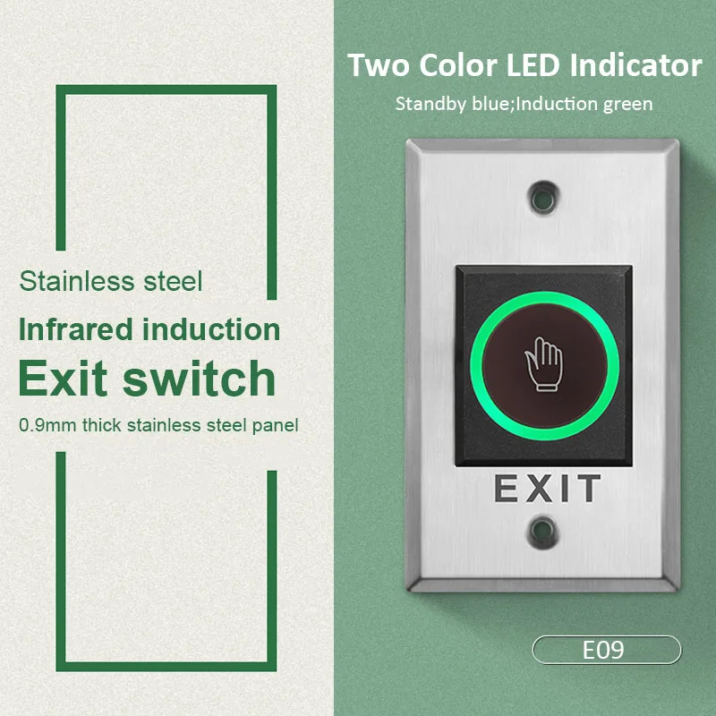 12V 24V No Touch Exit Release Schakelaar Opener Geen Com Nc Led Licht Voor Deur Toegangscontrole systeem Entry Open