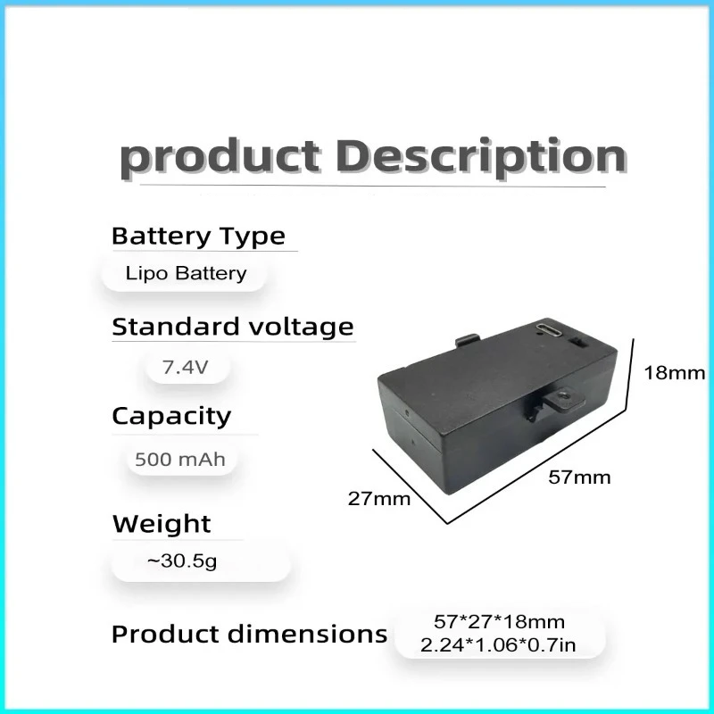 For LDRC 1/18 Series LD1899 LD1804 RC Drift Car 7.4V 500mAh 2S Rechargeable LiPo Battery Upgrade Replacement Accessory