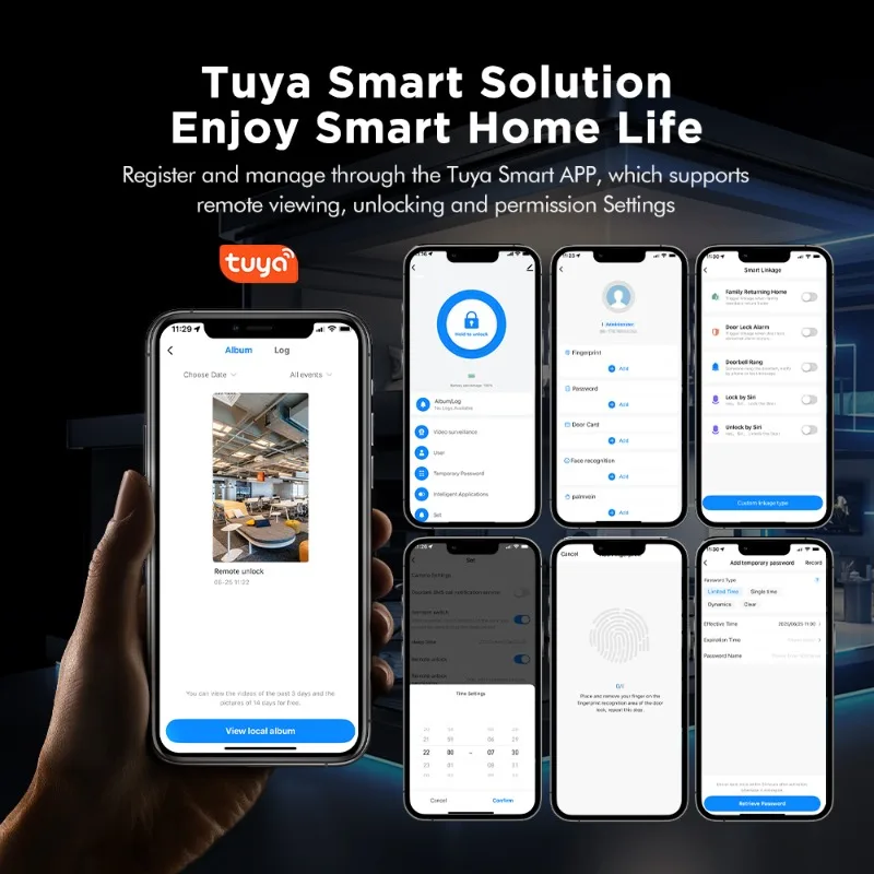 [2026] 3D Gezichtsherkenning Inteligente Video-oproep Automatische deur Keyless Entry Vingerafdruk Slimme deur Keyless Entry met