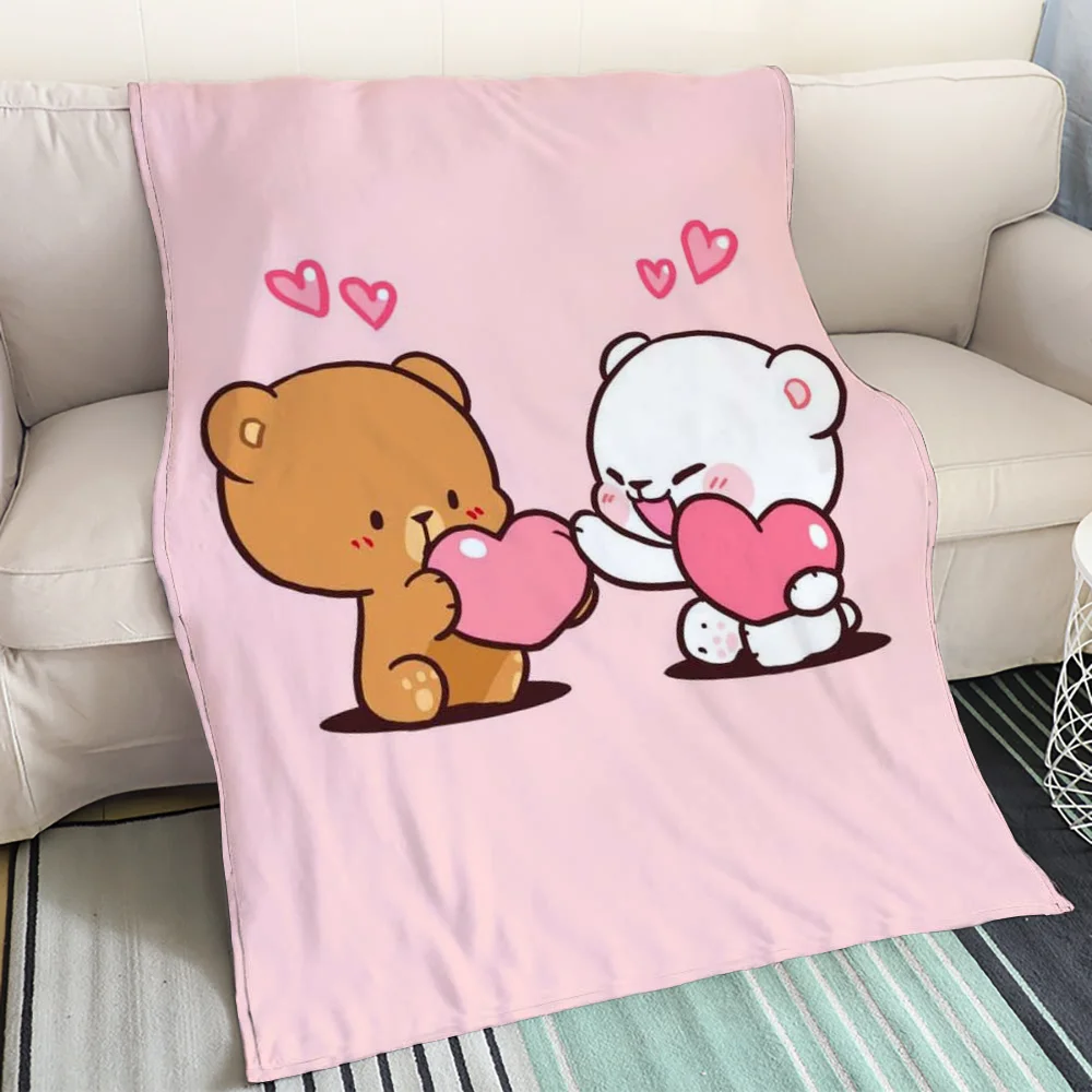 Sofa Throw Blanket Luxury Bedding Milk Mocha Bear Fluffy Plaid Thermal Blankets for Bed Throw Blankets Characters Home Interior