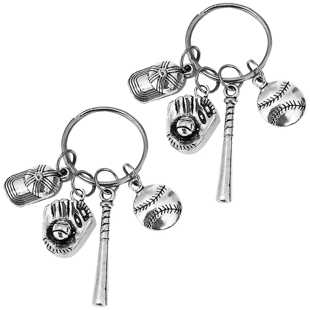 

2pcs Baseball Keychain Zinc Alloy Pendant for Gloves Softball Keychains Silver Color Durable Multipurpose Bag Decor Gifts