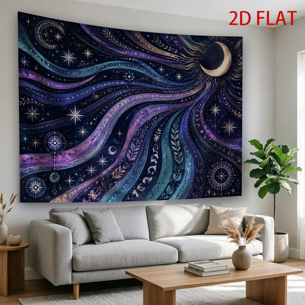 Bohemian Galaxy Tapestry Wall Hanging Celestial Moon Star Cosmic Art Decor for Bedroom Nursery Living Room Palace