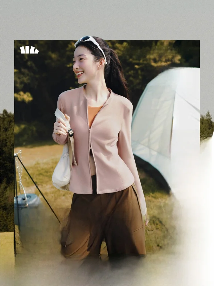 

Женская трикотажная кофта Banana Le с длинным рукавом, на флисовой подкладке, приталенного кроя, повседневная, для активного отдыха, с круглым вырезом и молнией