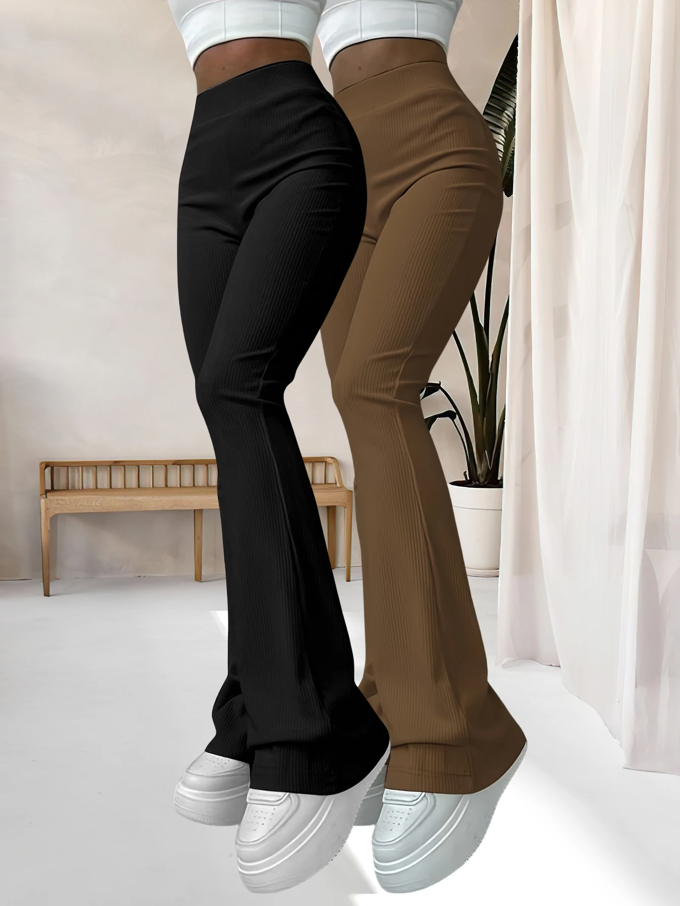 الأوروبية والأمريكية الخريف والشتاء بلون السراويل عارضة الساخن بيع مجموعة من قطعتين #4