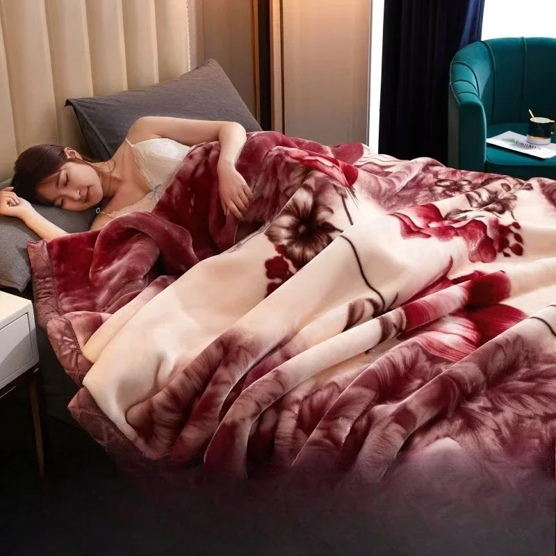 Multi Purpose Winter Warm Blanket Double-layer Anti-static Edging Design Bed Cover Sofa Blanket Gift Giving During Festivals
