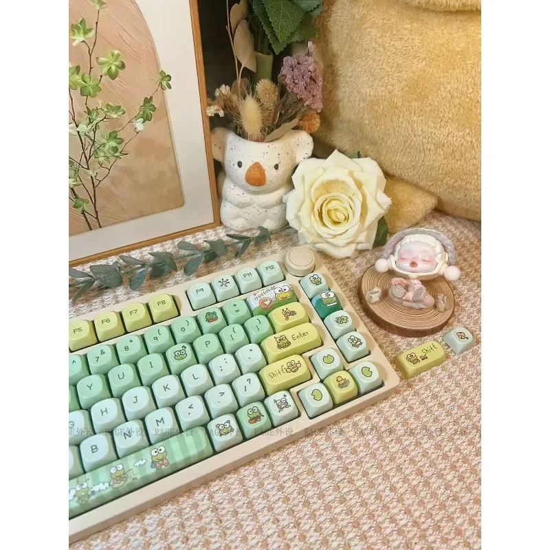 Sanrio Keroppi Kawaii Cinnamoroll Keycaps Cartoon Style PBT Mechanical Keyboard Key Caps MOA Highly Cute Keyboard Accessories