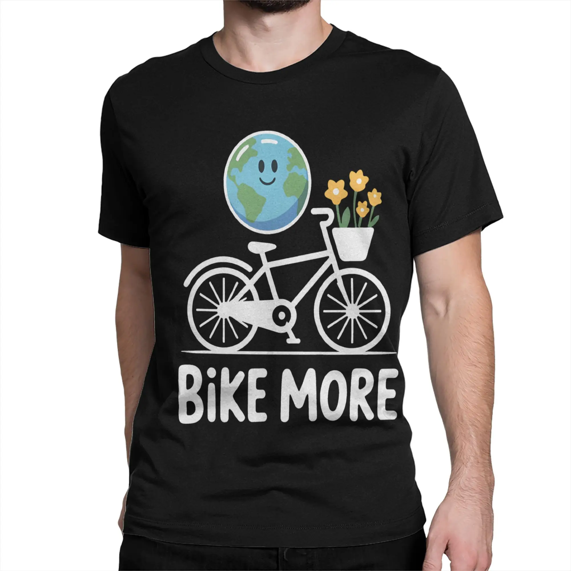 Men Women Earth Day Riding Bike Save Our Planet T Shirt  Pure Cotton Clothes Short Sleeve Crewneck Tee Shirt Plus Size T-Shirt