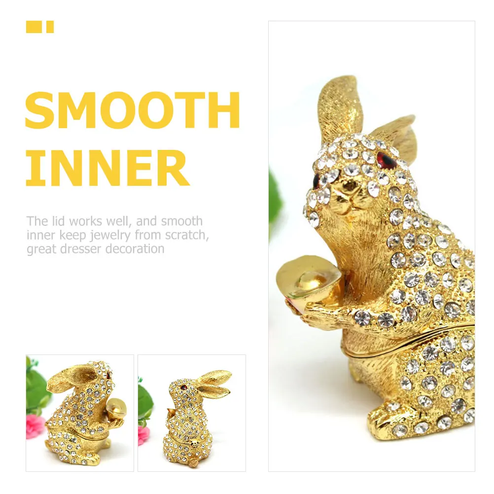 Rabbit Jewelry Earrings Container Metal Trinket Case Decorative Alloy Storage ganizer Valentine Gift Rabbit Ring Box Jewelry