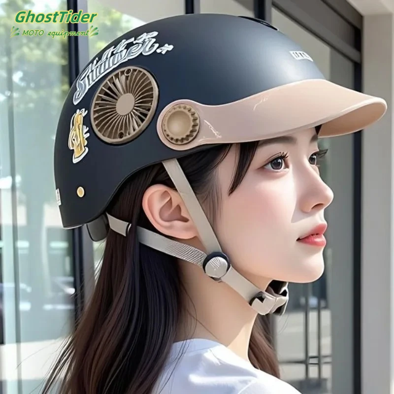 

Motorcycle Helmet Men's Women Summer Half Helmet with Internal Mirror Personalized Floating Helmets Safety Helmets