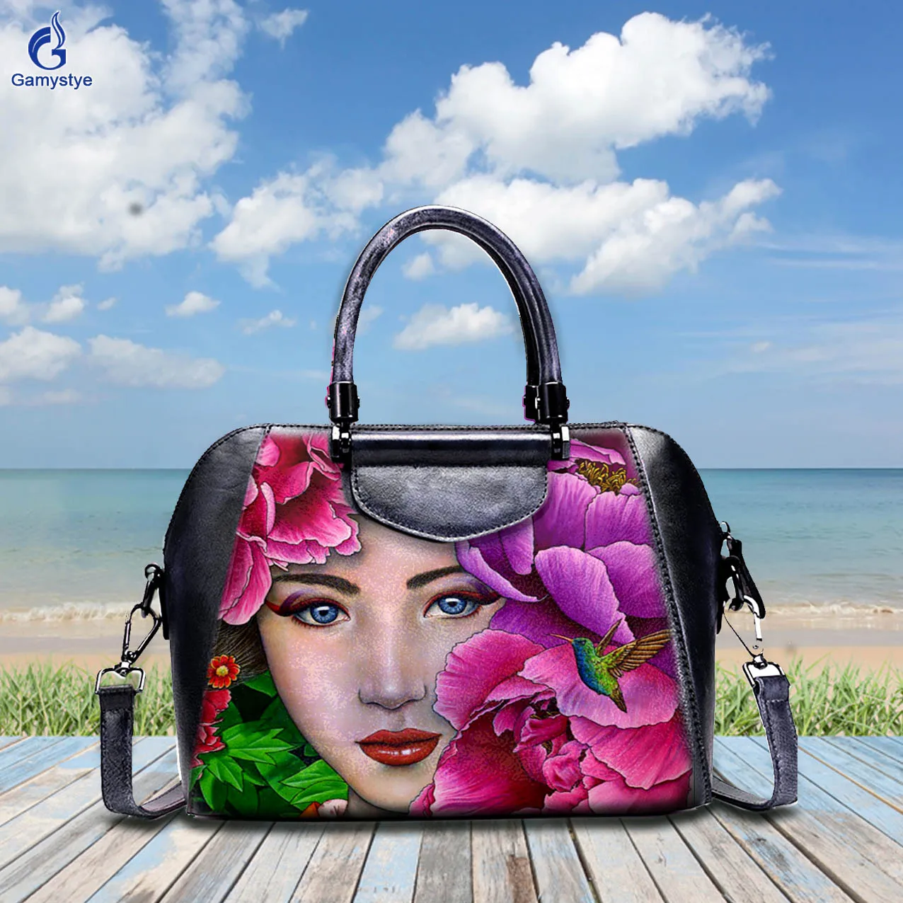 

Hand Draw Flower Women Customize Art Bags Togo Leather Cowhide Women's Bags Designer Crossbody Handbags Female Messenger Totes