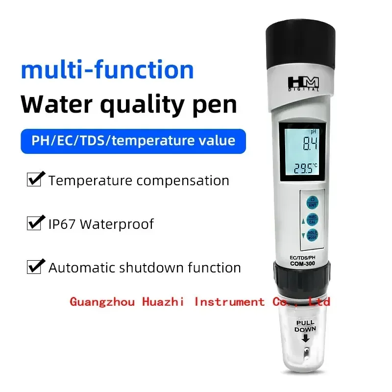 ปากกาตรวจจับค่า TDS/ec/ph ค่า pH การนำ COM-300กันน้ำเครื่องตรวจจับคุณภาพน้ำ