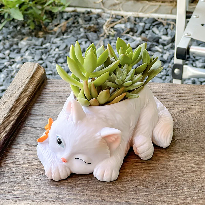 Cute Cat Succulent Flowerpot Balcony Green Plants Living Room Home Office Desktop Potted Plant Home