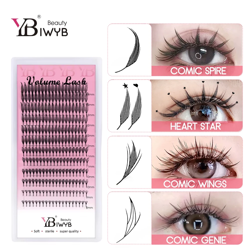 IWYB New Wheat Spike & Feathered Wing Eyelash Extension Anime Eye Effect with 0.07mm Manga Eyelashes