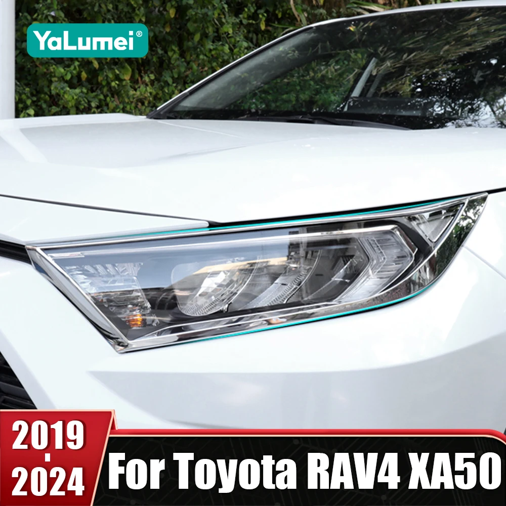 

Для Toyota RAV4 XA50 2019 2020 2021 2022 2023 2024 Гибридный ABS автомобильный передний фонарь, крышка лампы, накладки, наклейки на рамку