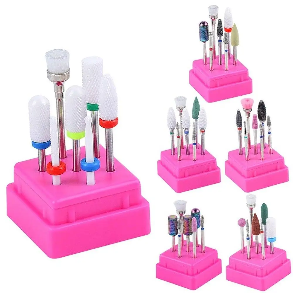 

7 Pcs Ceramic Diamond Nail Drill Bits Set Milling Cutter Manicure Machine Nail Accessories Electric Nail Files Nail Art Tools