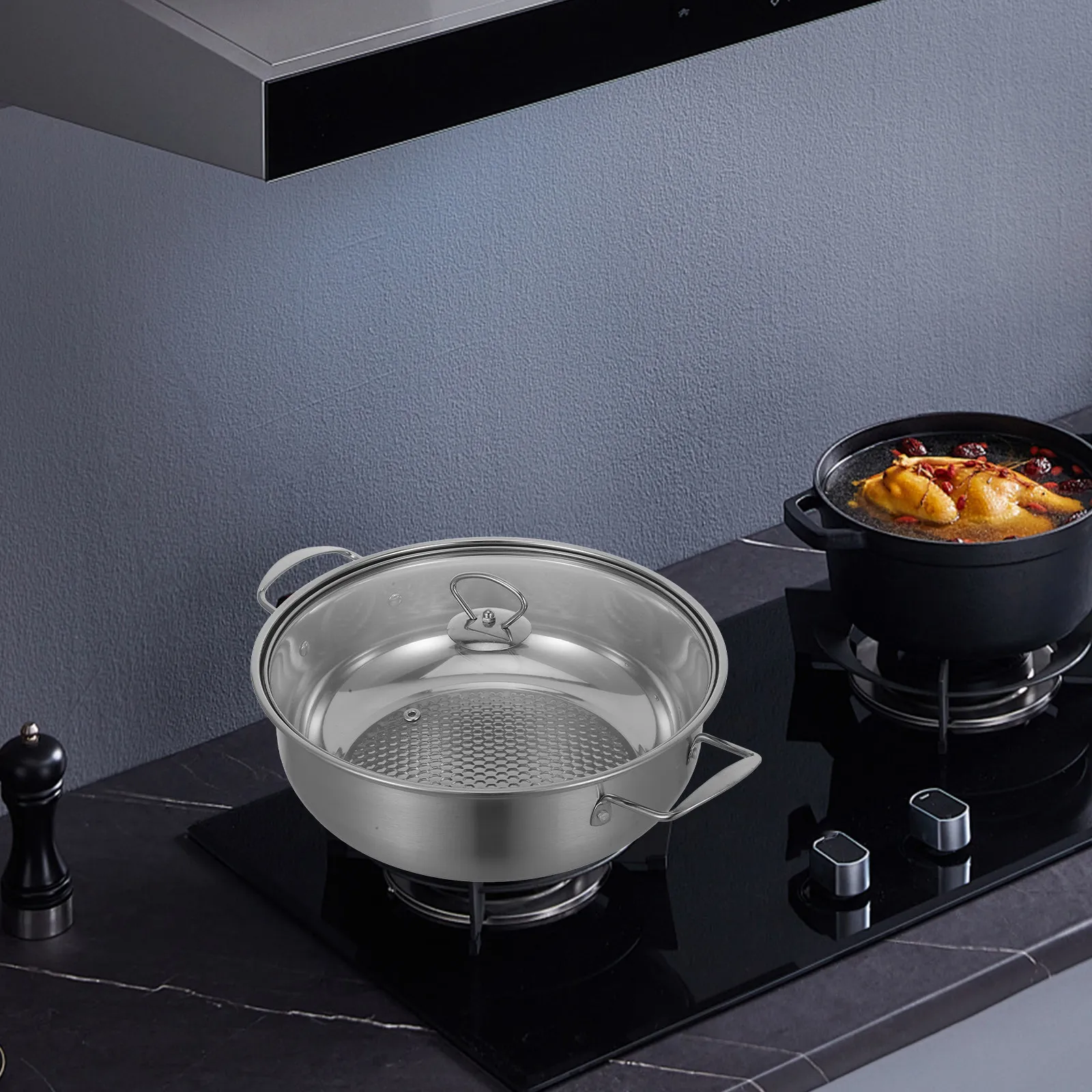 

Stainless Steel Hot Pot Thicken Design Large Capacity Even Heating Cooking Soup Pot for Family Gatherings Kitchenware