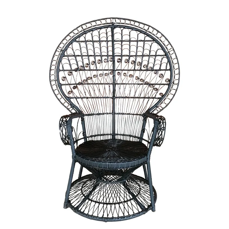 Personalized design outdoor courtyard wrought iron woven rattan peacock chair, Southeast Asian style woven rattan chair,