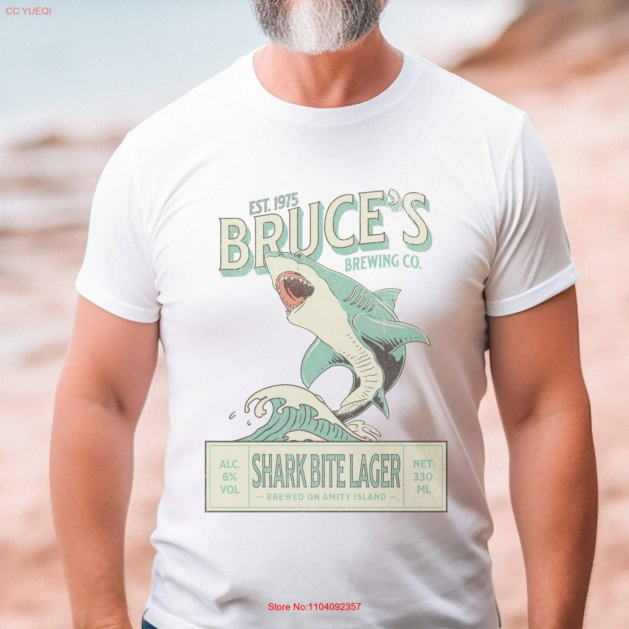 Camiseta de Jaws Shark Bruces Brewing Co Bite Lager, lona Bella, peso ligero, película nostálgica de los años 70 para él