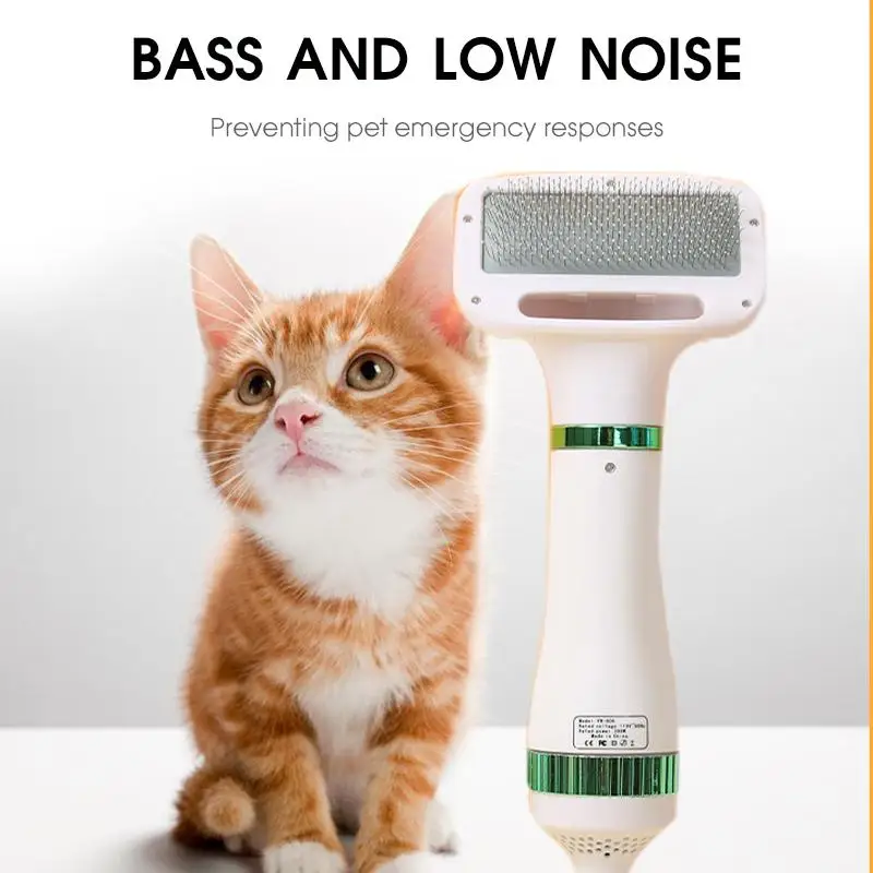 2-In-1 Pet Hair Dryer with Slicker Brush for Cat and Dog Brush Professional Home Grooming Furry Drying Portable Dog Blower