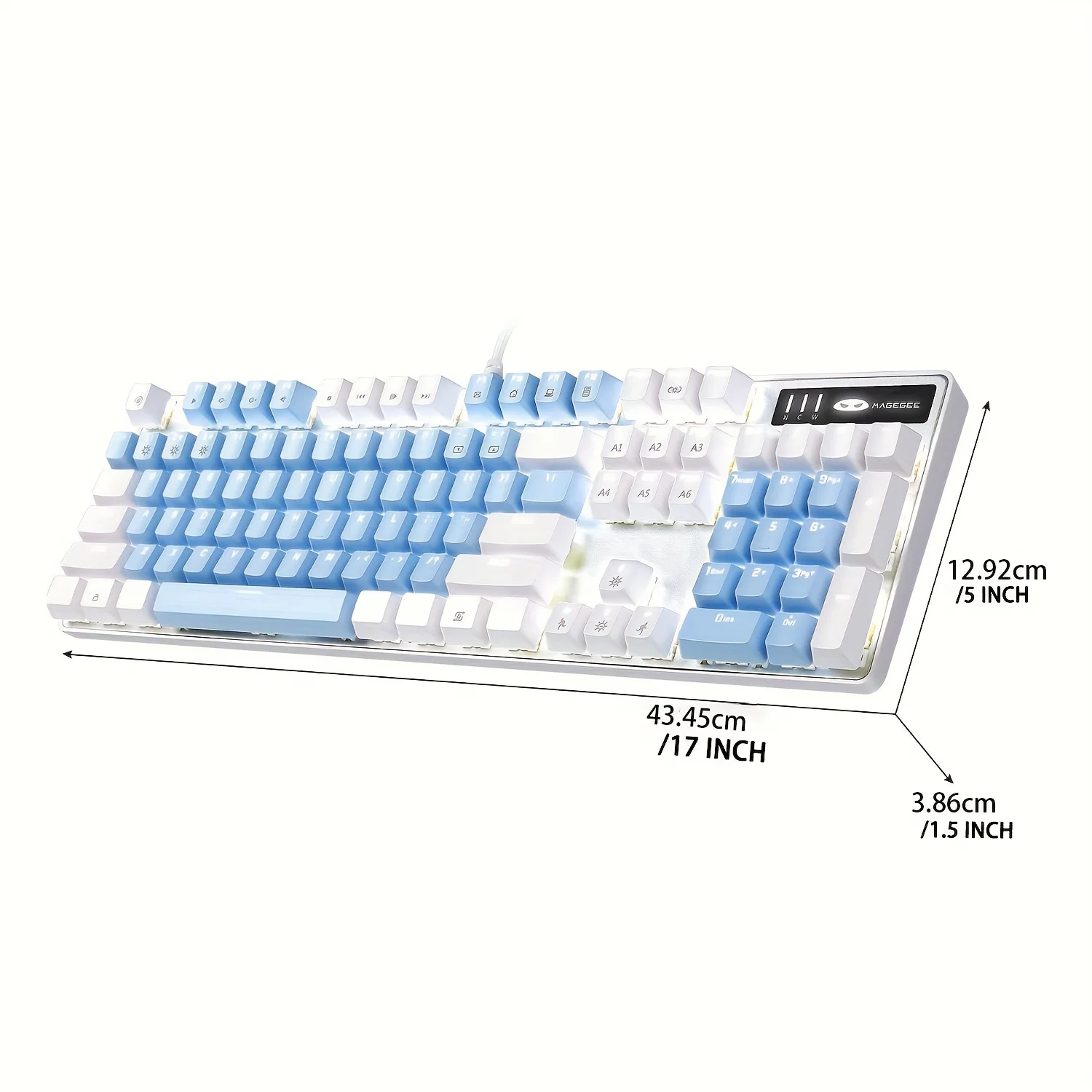 MageGee Mechanical Gaming Keyboard, New Upgraded Blue Switch 104 Keys White Backlit Keyboards, USB Wired Mechanical Computer Key