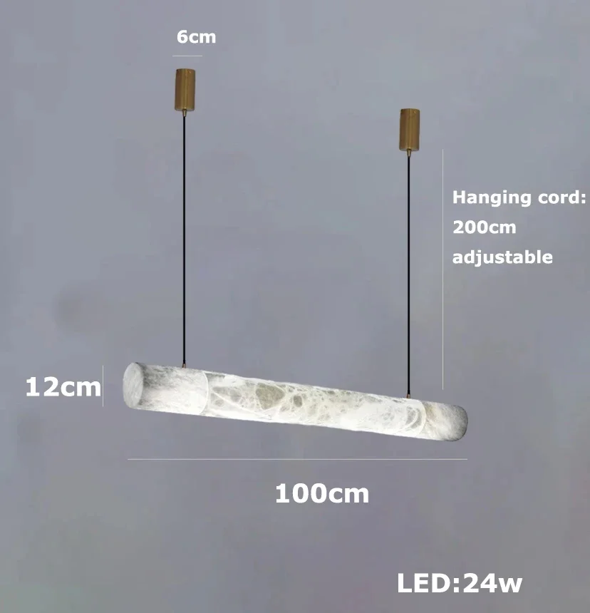 Natuurlijke marmeren hanglamp Luxe koperen marmeren kroonluchter Hotel lobby restaurant binnenverlichting Lineaire marmeren hanglamp
