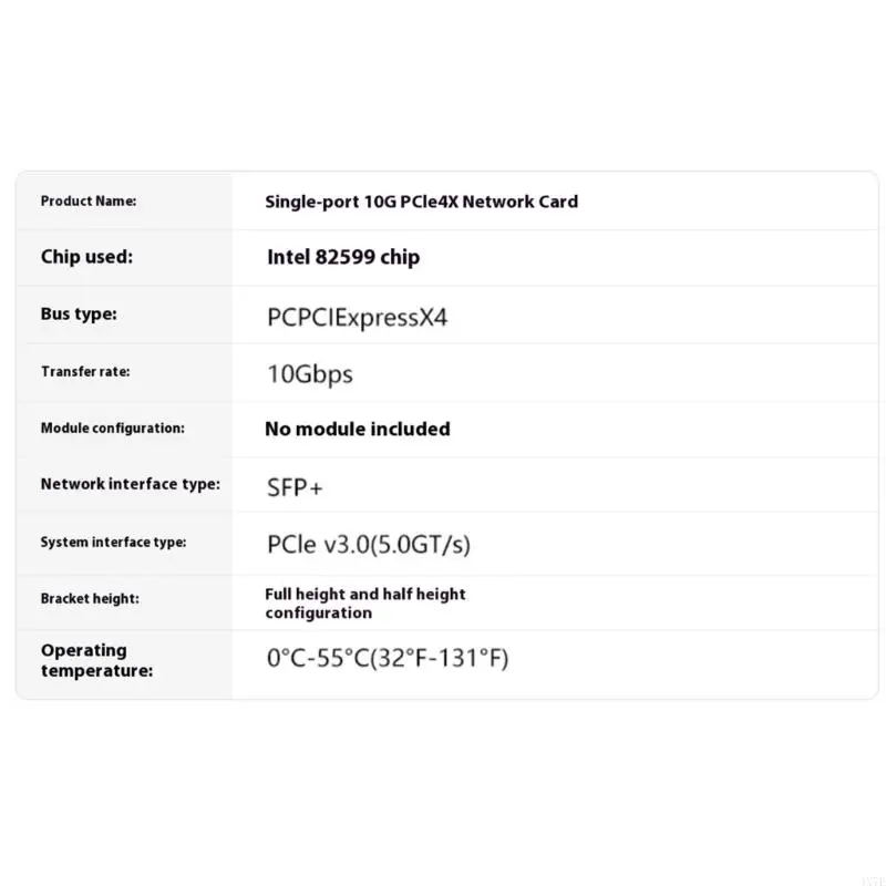 4x7e PCIe 4x 10Gbps Ethernet Card Single SFPS -poort voor database virtualisatie -applicaties