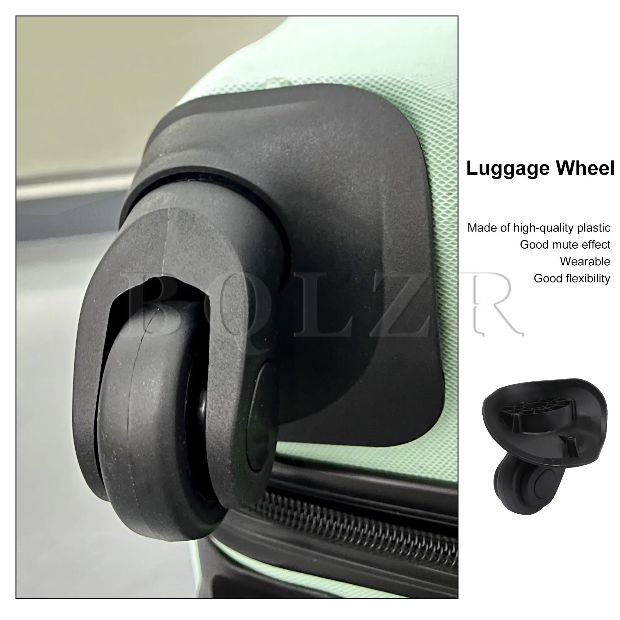 2Pieces DIY BQLZR 9.1cmx10.7x4.9cm Black Plastic Left & Right Luggage Swivel Wheels Replacement W041