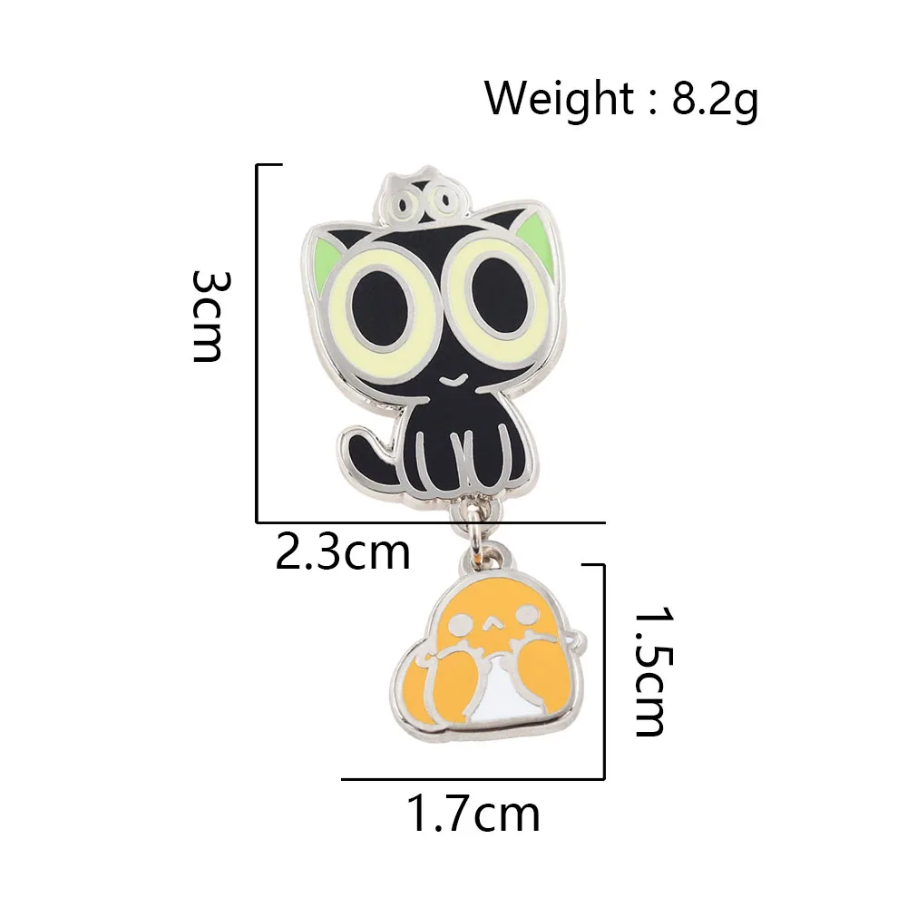 Niedliche Luo Xiaohei BiDiu Emaille-Pin, Schwarze Katze und Gelbes Küken Brosche, Cartoon-Anime-Charakter-Abzeichen für Rucksäcke, Kleidung, Geschenk für Fans – Detail 3