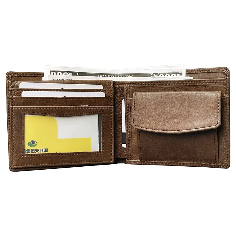 

Multi-Functional First Layer Cowhide Men's Wallet Retro Horizontal Zipper Change Credit Card Position Men's Real-Leather Bag